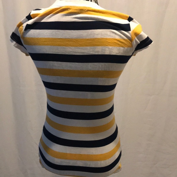 Yellow white blue striped T-shirt - Picture 2 of 2
